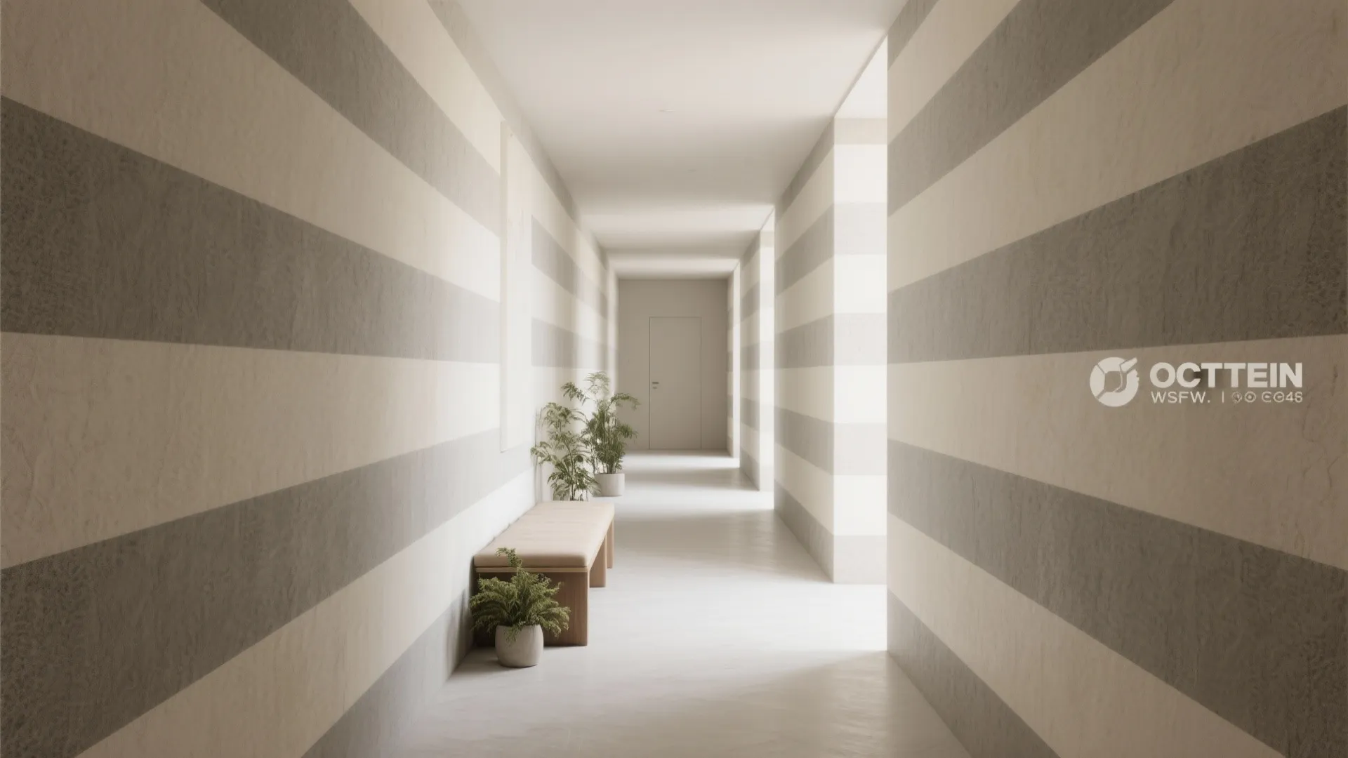 4. Horizontal texture stripes to widen a room