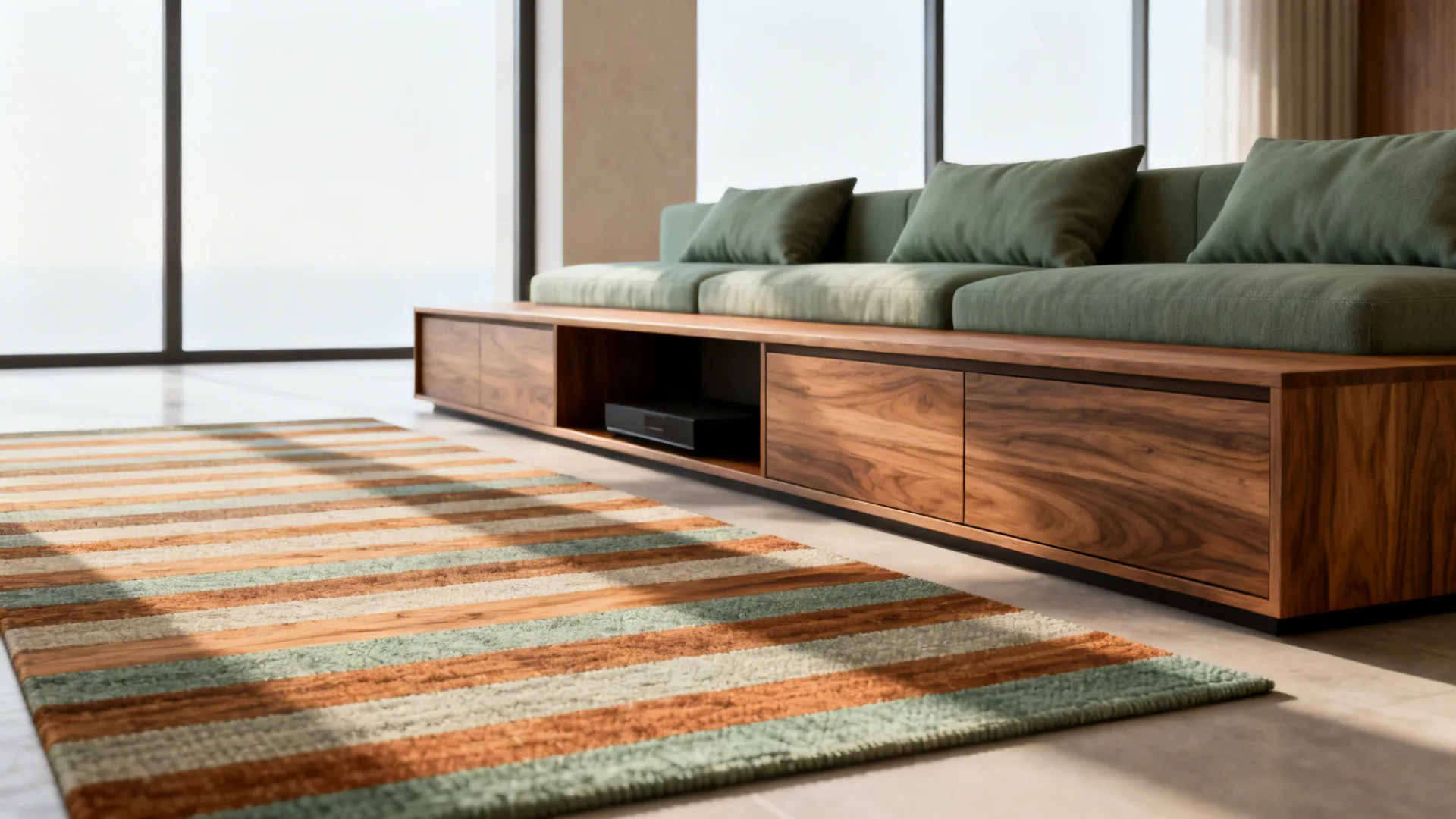 4. Emphasize width with horizontal stripes and low furniture