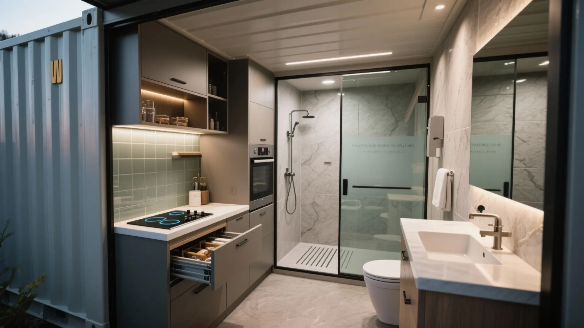 Hotel-Grade Compact Kitchen and Bath