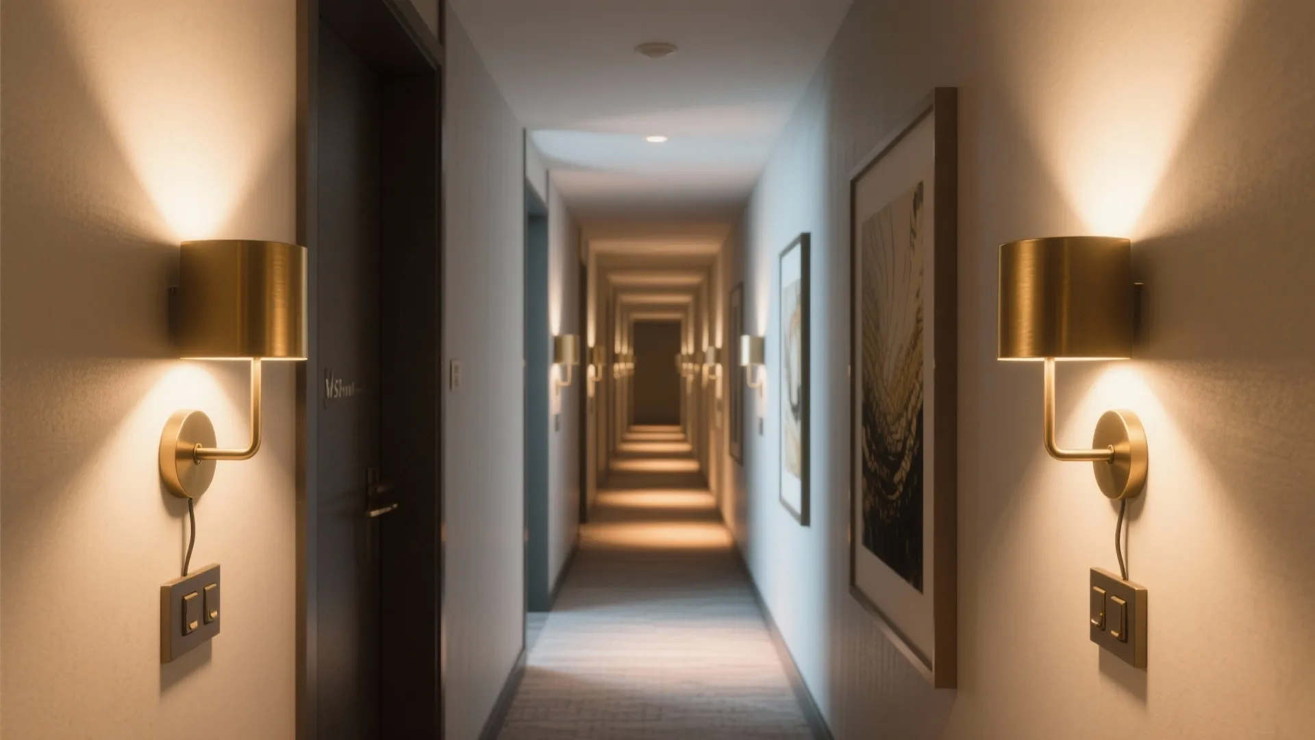 Hardwired sconces with backplate switches for a clean, hotel-like look