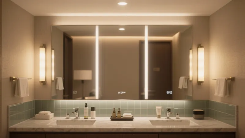 Luxury Bathroom with Smart Mirror and Warm Lighting