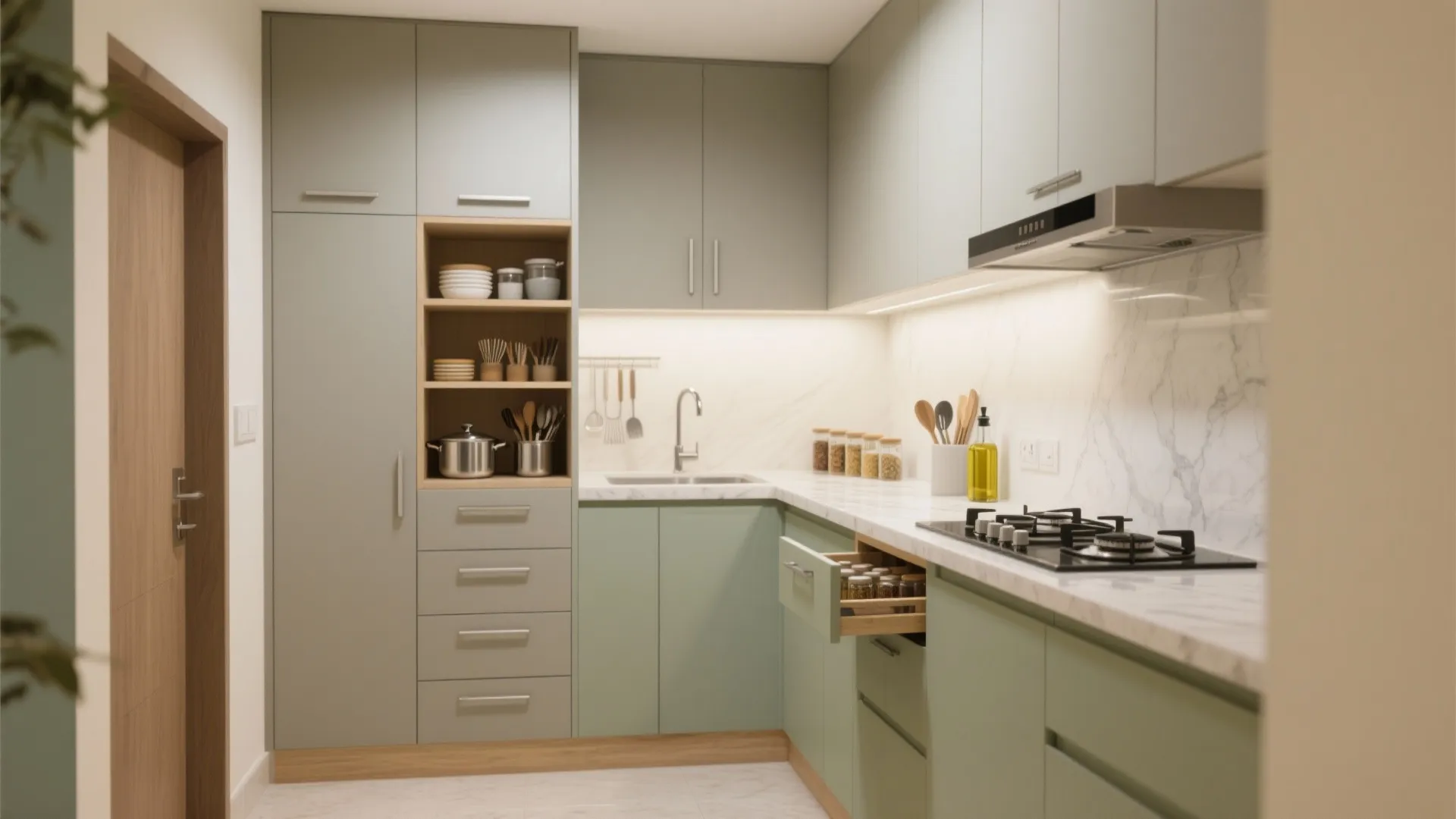 Minimalist kitchen storage that actually fits a 1 BHK