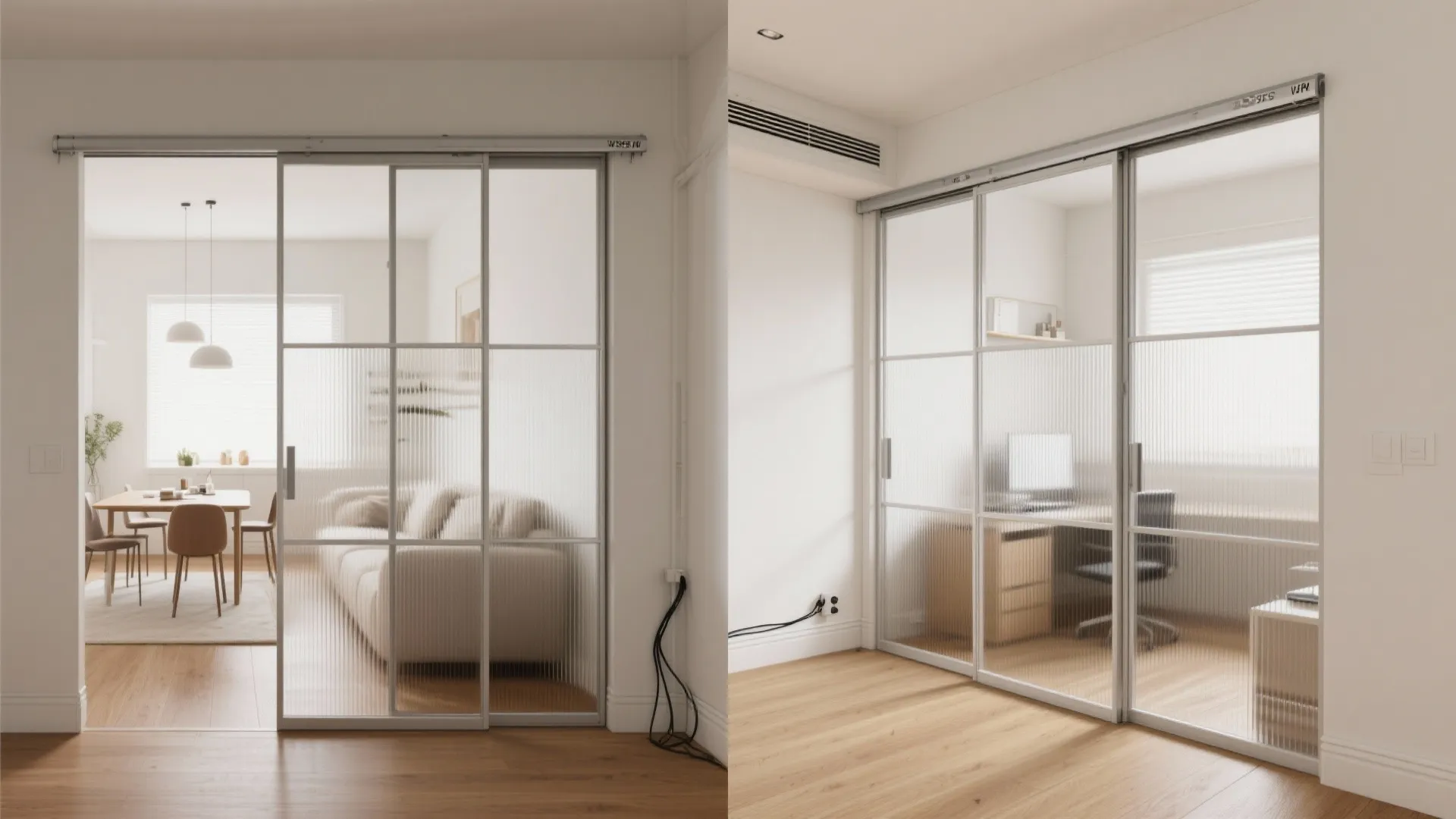 Sliding partitions to flex living, dining, and guest space