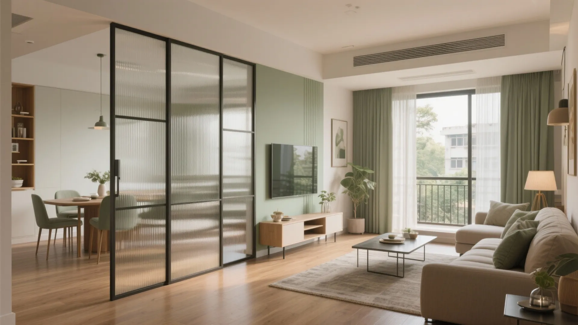 Flexible zoning for living–dining