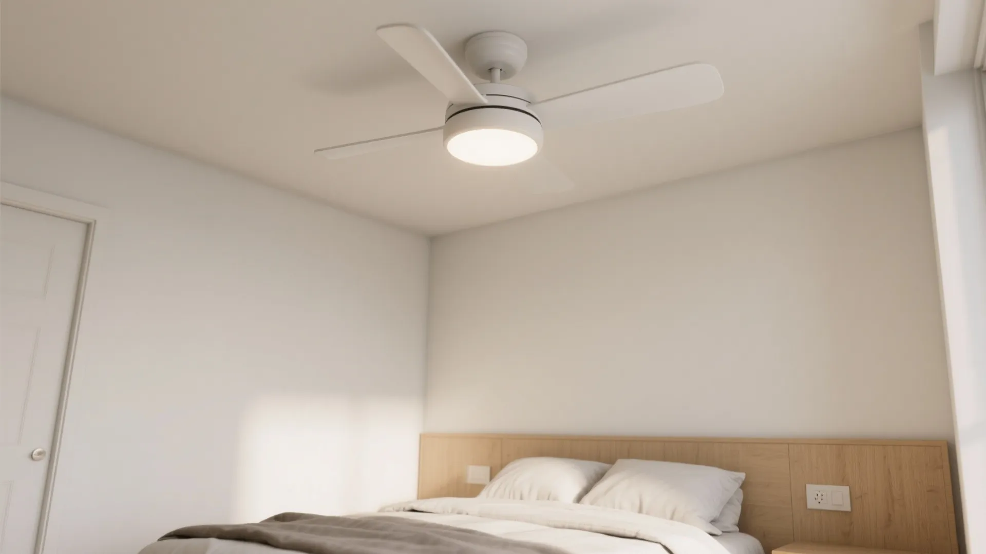 Low-profile hugger fans with LED light