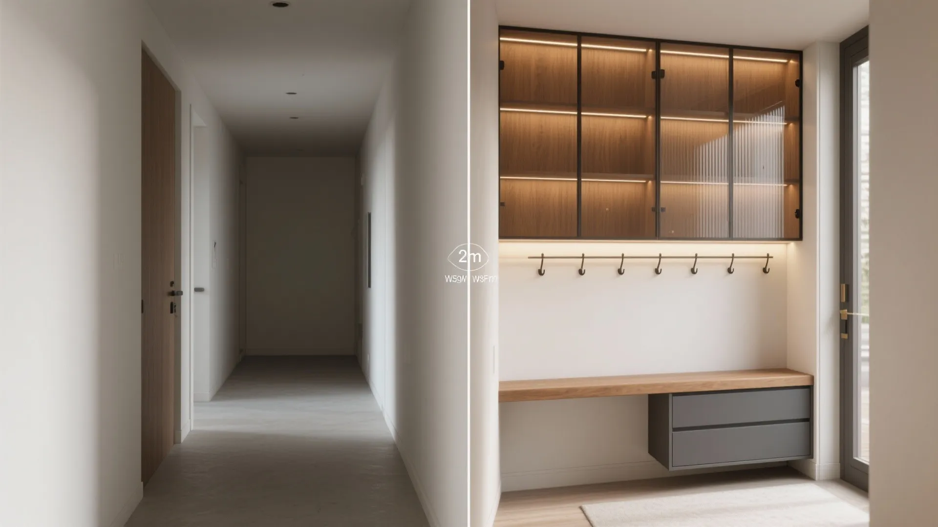 Half-Height Glass Hutch with Bench Niche