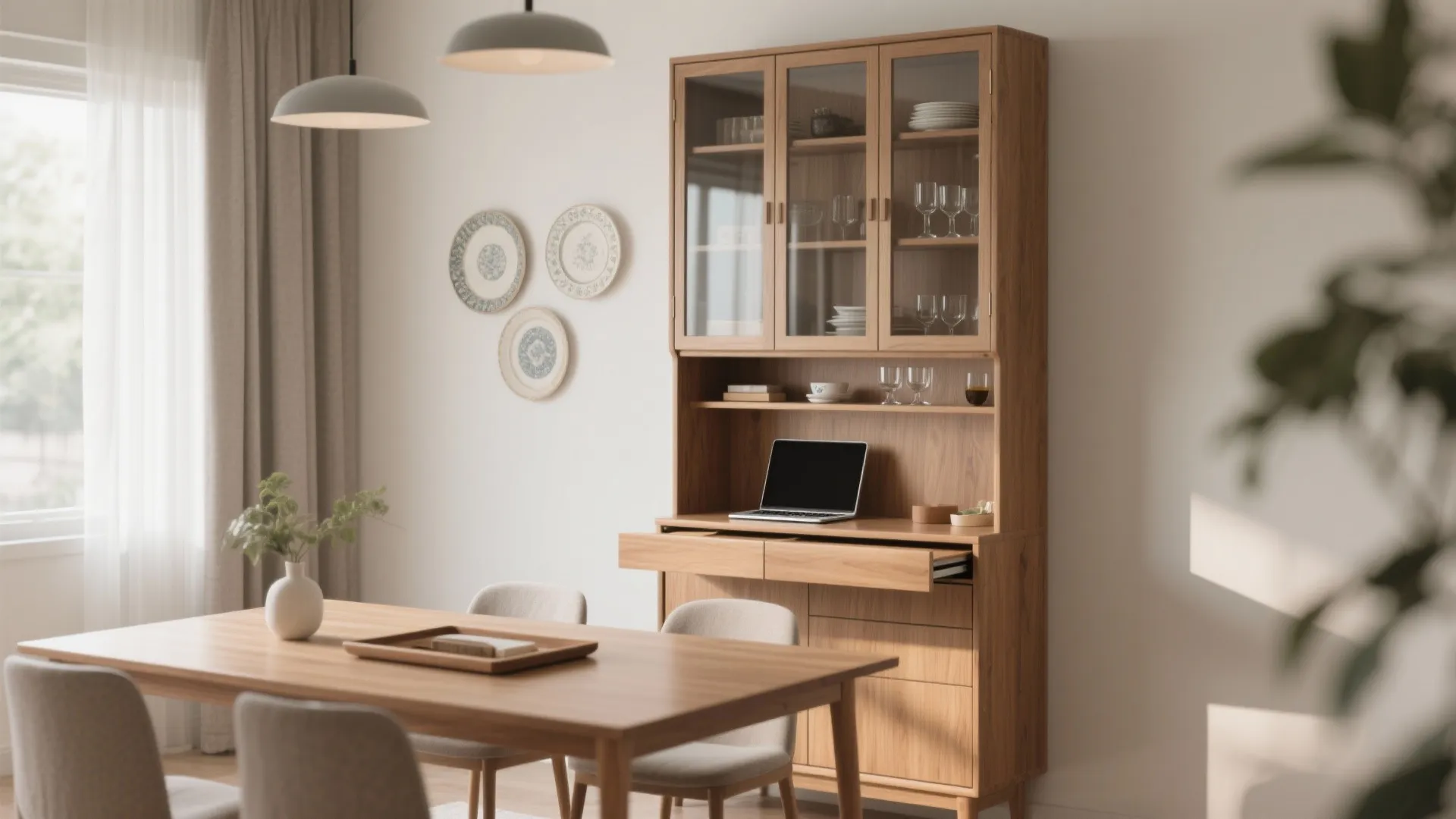 5. Storage Hutch with Pull-Out Desk