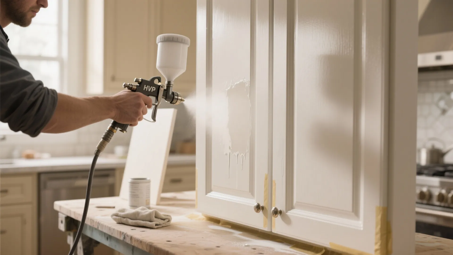 1. Seamless cabinet finishes with an HVLP setup