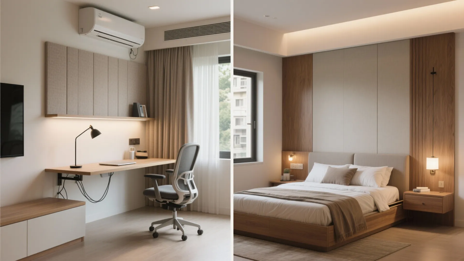 Bedroom flex: home office + guest in one