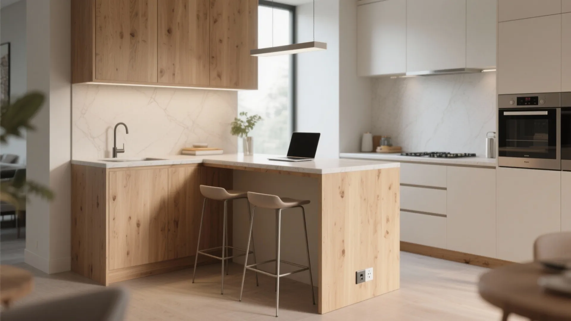 Hybrid Breakfast Bar + Work Nook