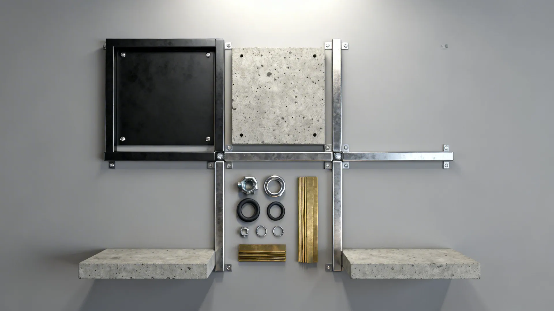 Cement Shelf + Metal Frame Hybrid