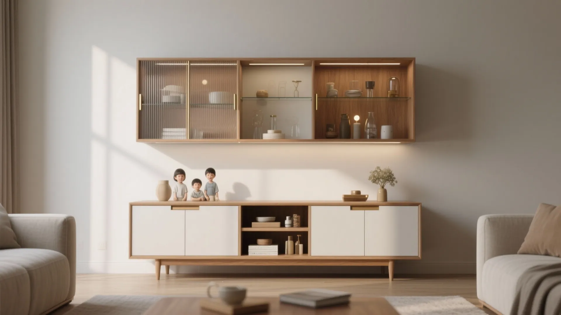 4) Low Cabinet + Open Hutch (The Hybrid Curio)