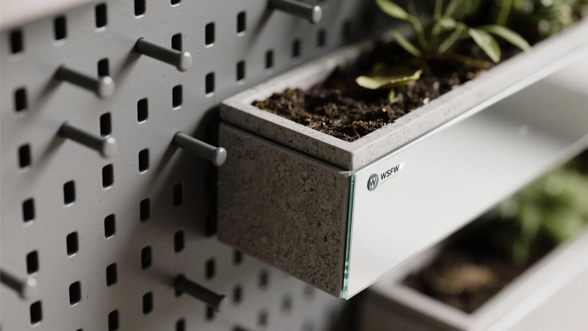 Hybrid Screen: Planter + Pegboard + Mirror