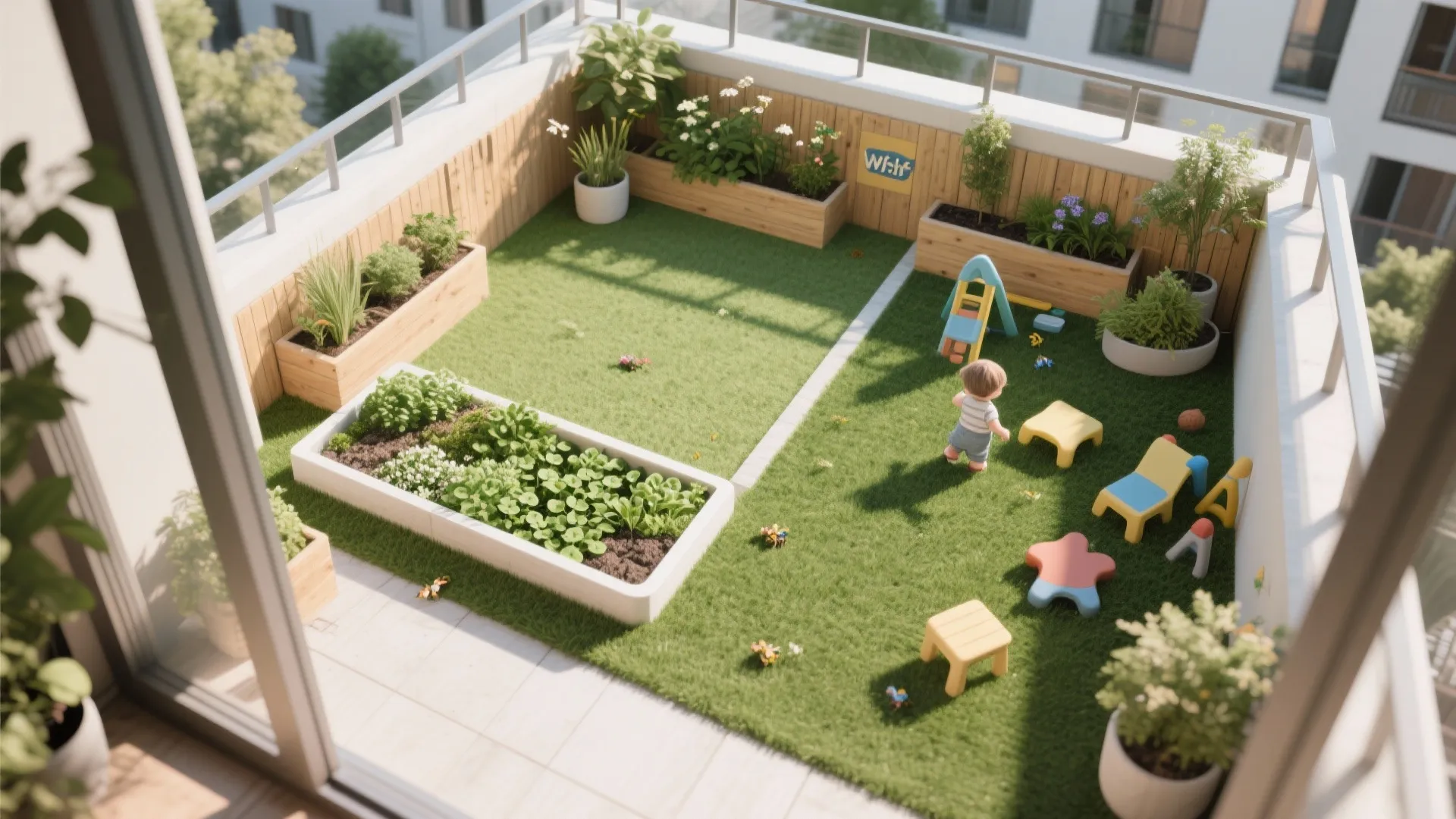 Hybrid Living Grass + Turf Zones