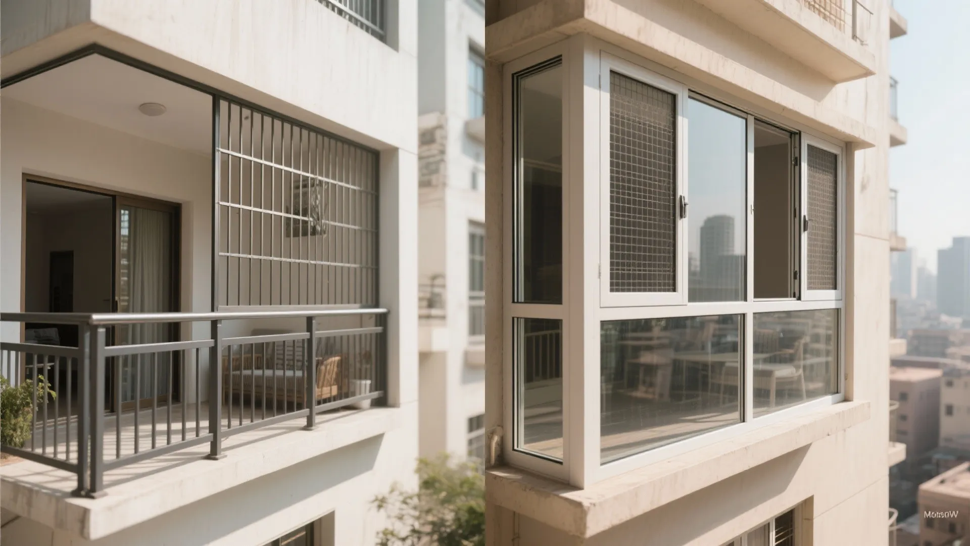 Hybrid Security Grill With Sliding Glass or UPVC Enclosure