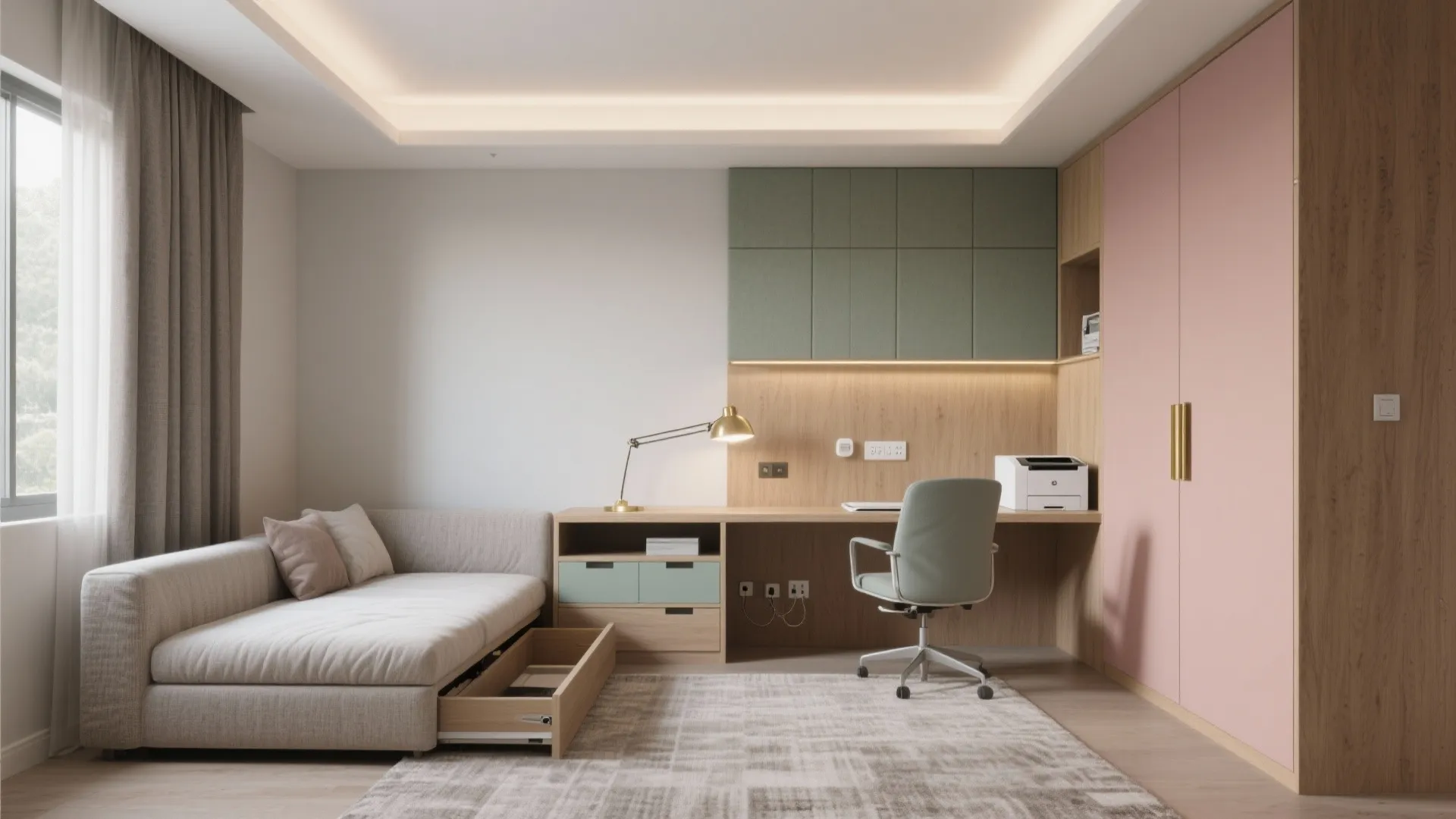 Hybrid guest room + home office