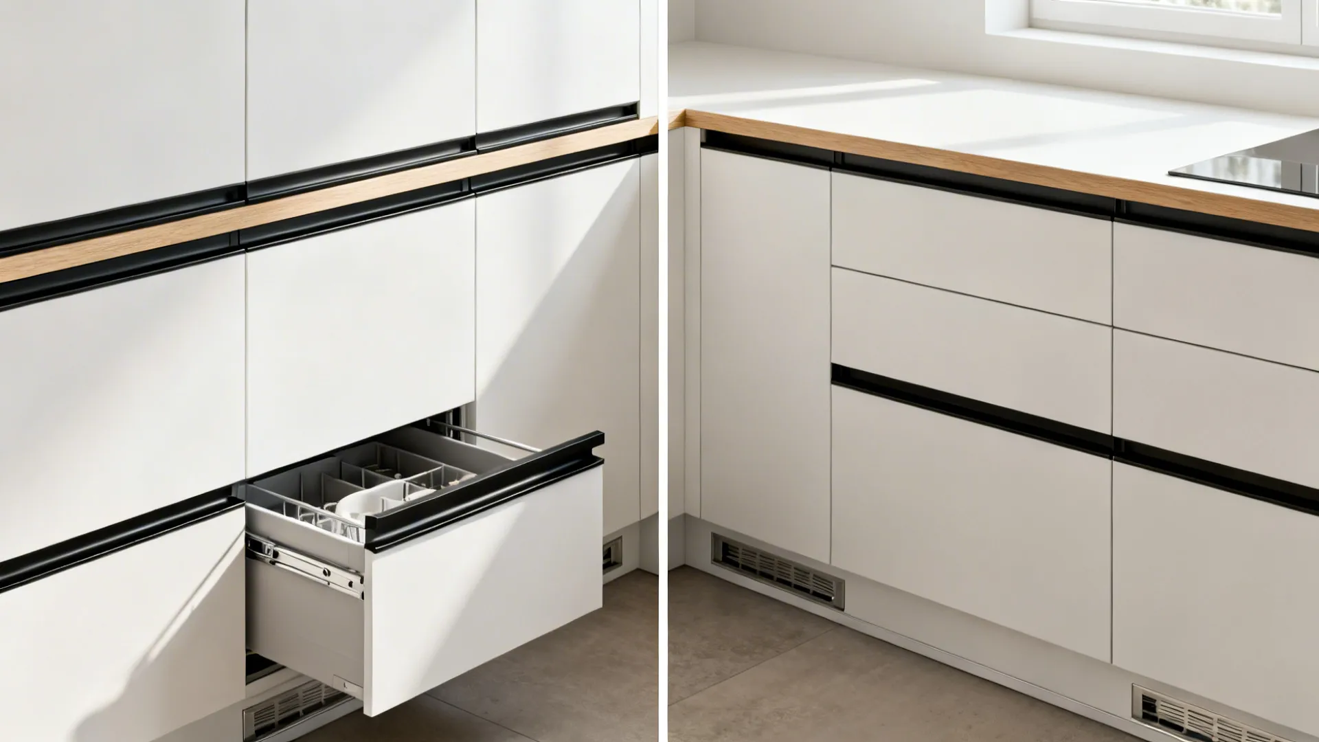 5) Hybrid: Hidden Rails + Select Push-to-Open