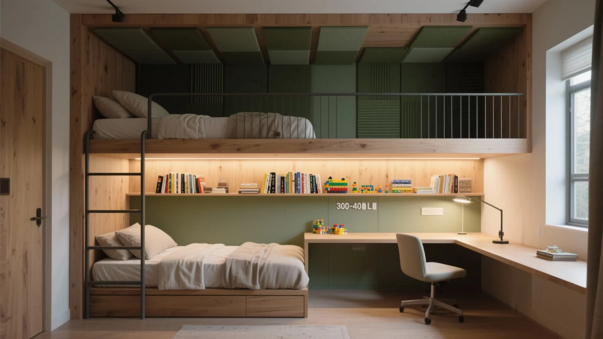 Hybrid bunk + loft: sleep three, live larger
