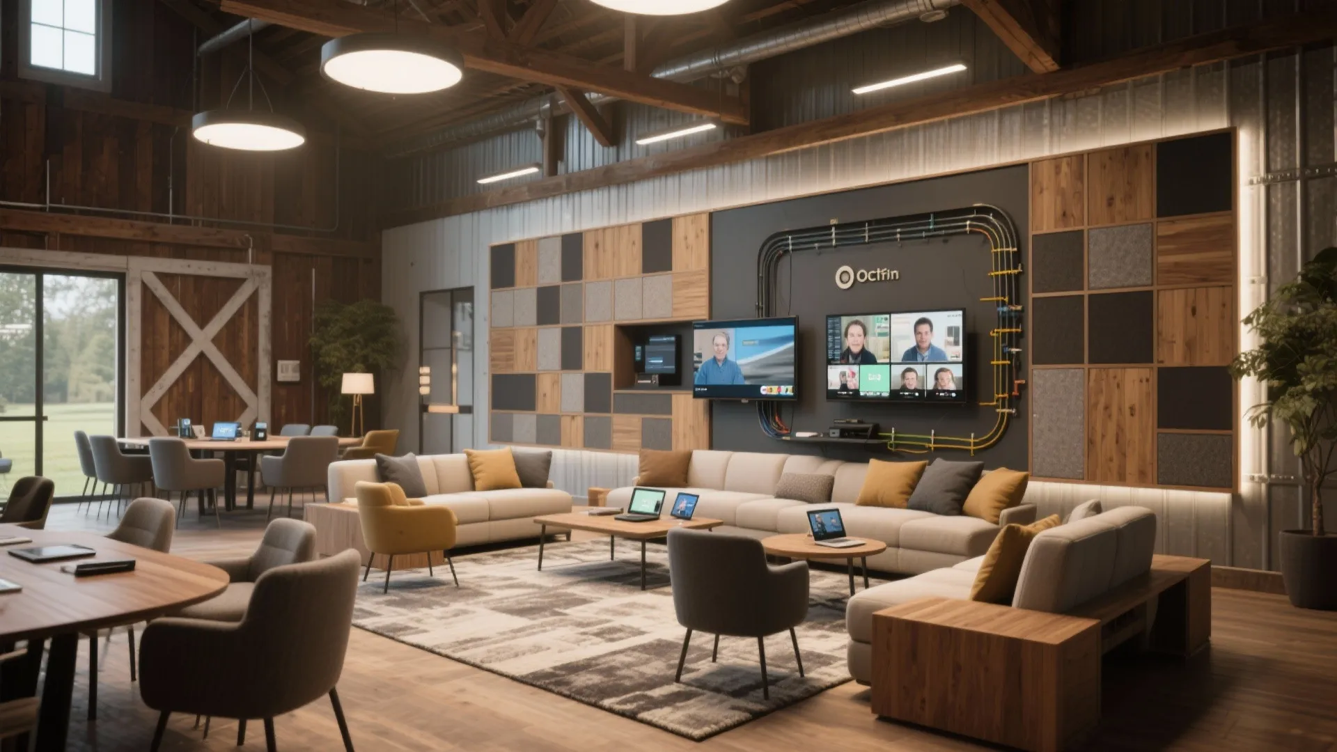 4. Hybrid Meeting Lounge with Built-in Tech