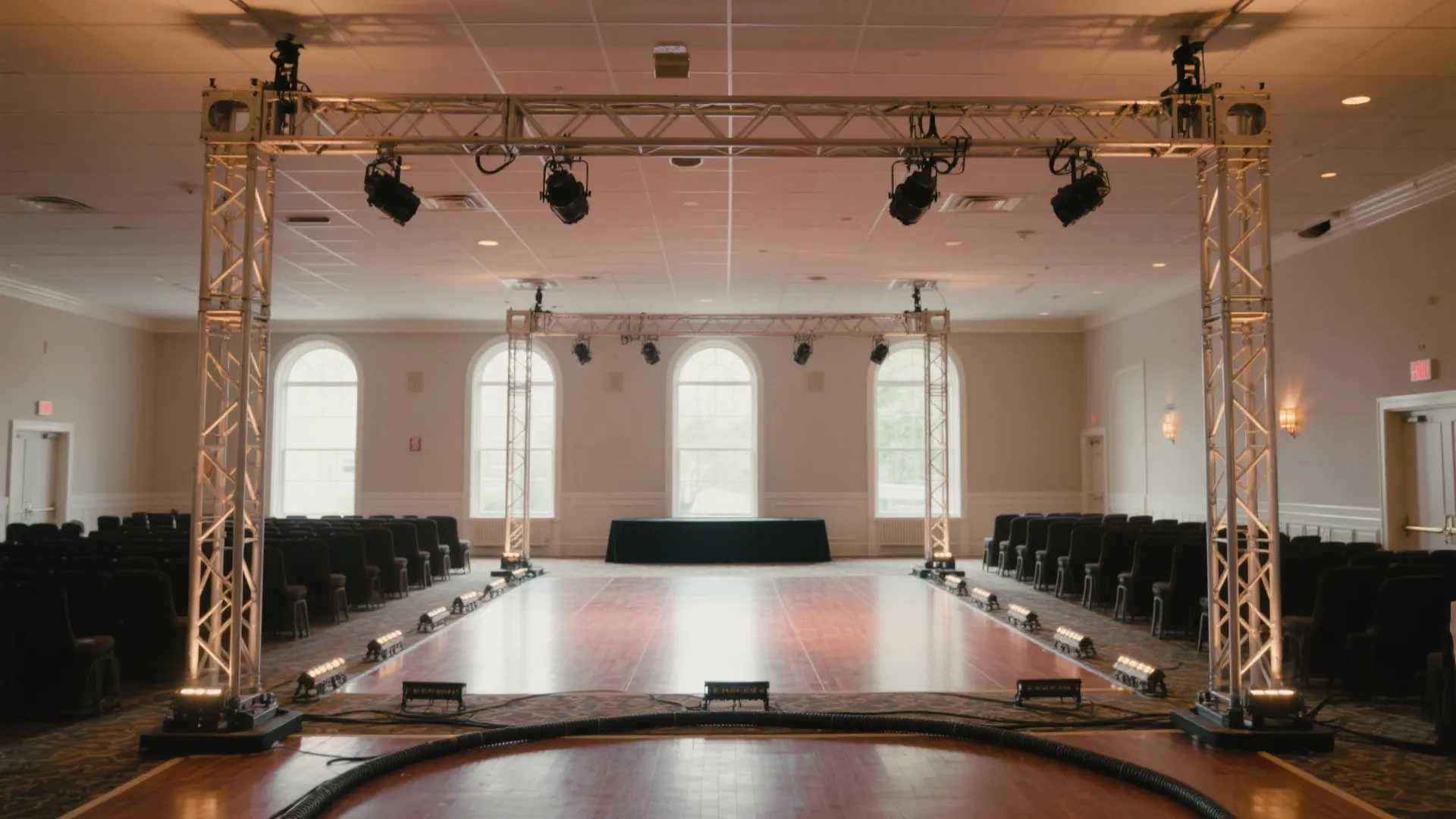 Hybrid Ground‑Support + Ceiling Points for Low Headroom