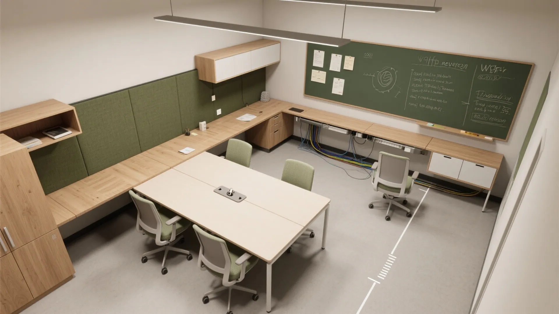 Hybrid furniture layouts for solo and teamwork