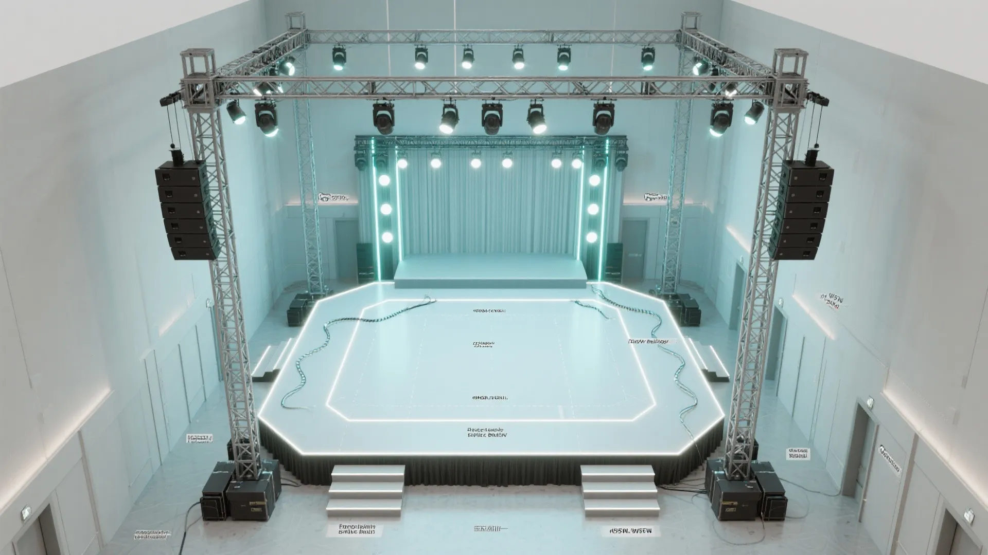 Hybrid Ground‑Support + Ceiling Points for Low Headroom