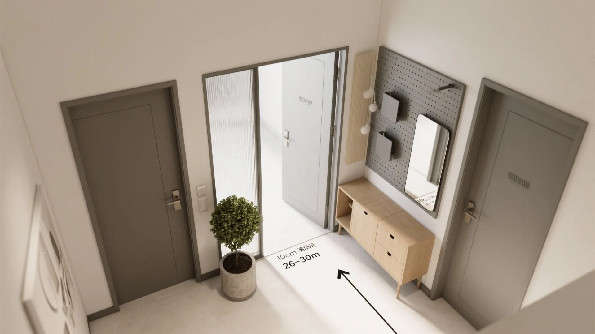 Hybrid Screen: Planter + Pegboard + Mirror