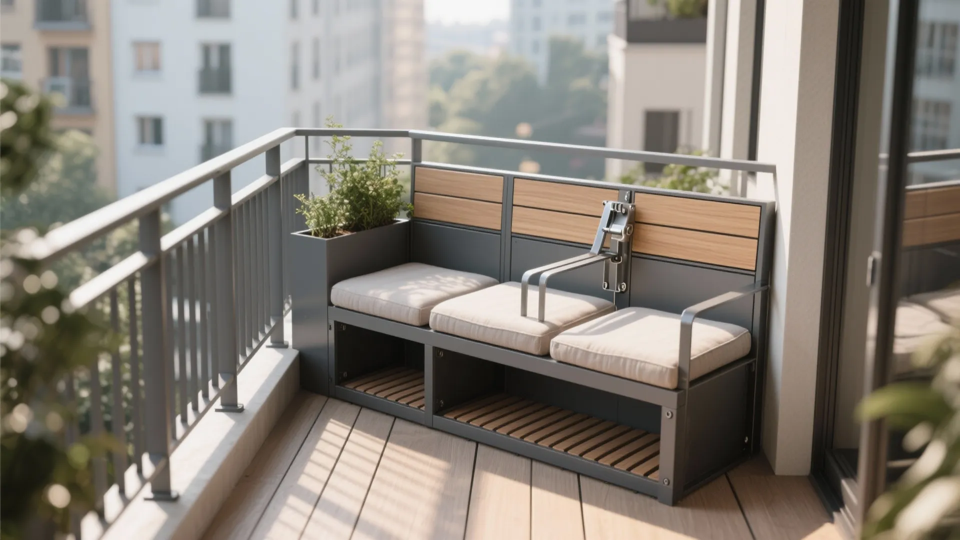 Hybrid Rail + Storage Bench