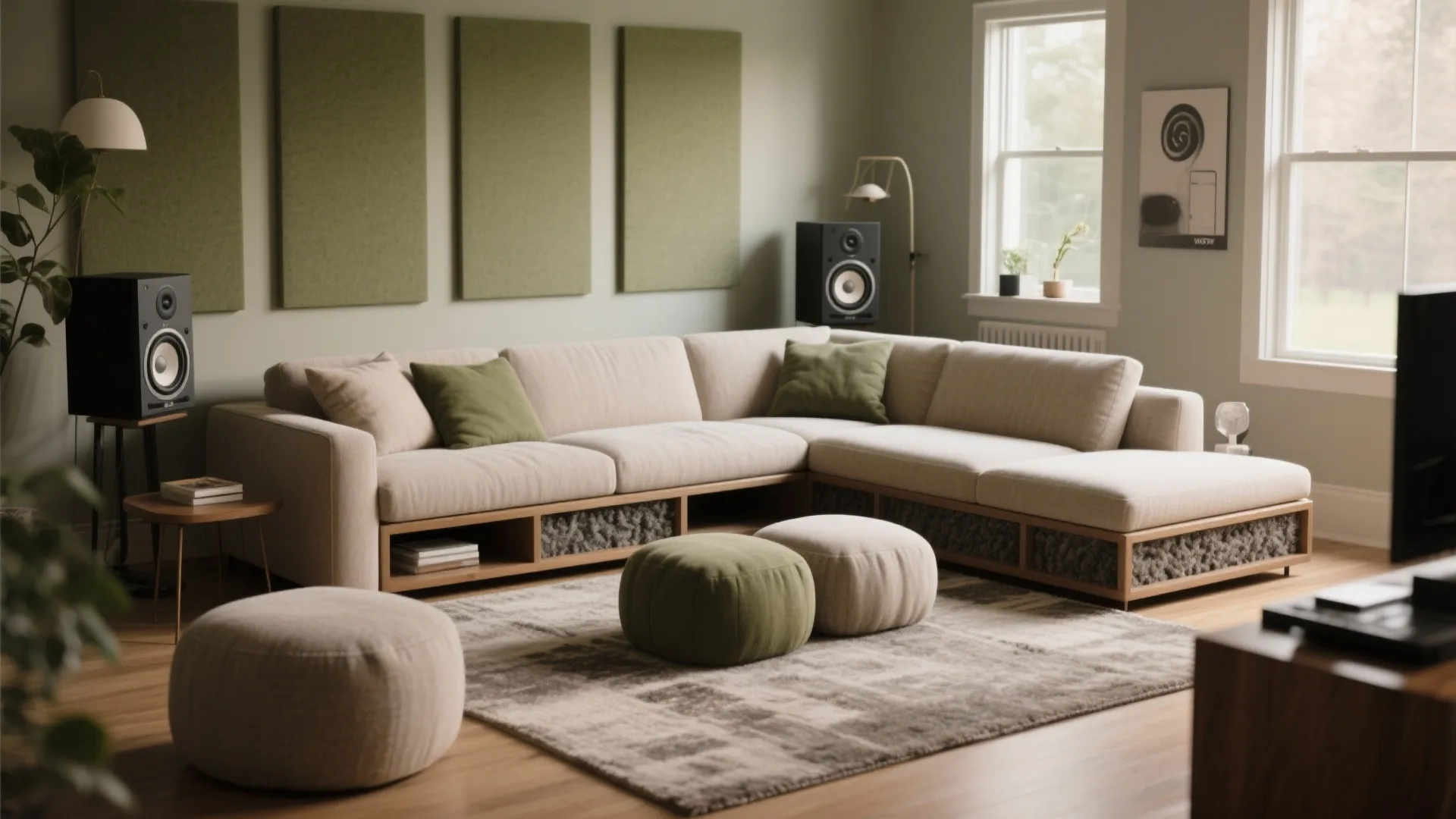 2) Hybrid seating that doubles as bass control