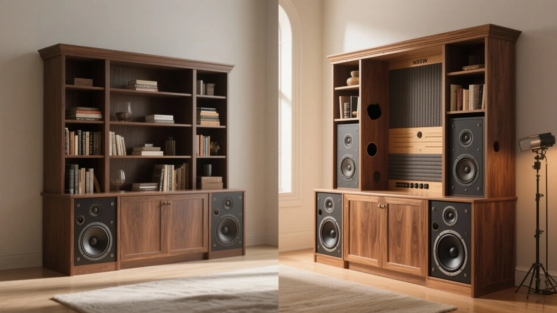 4. Hybrid cabinet with integrated shelving