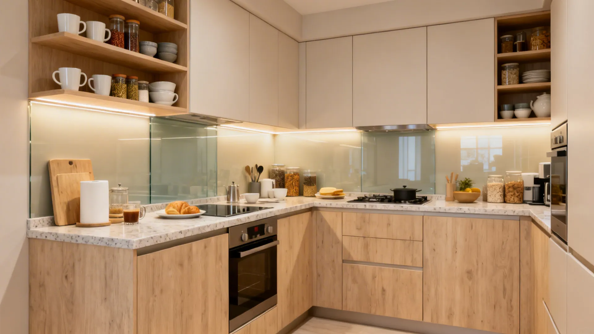 Hybrid open-closed storage to control clutter