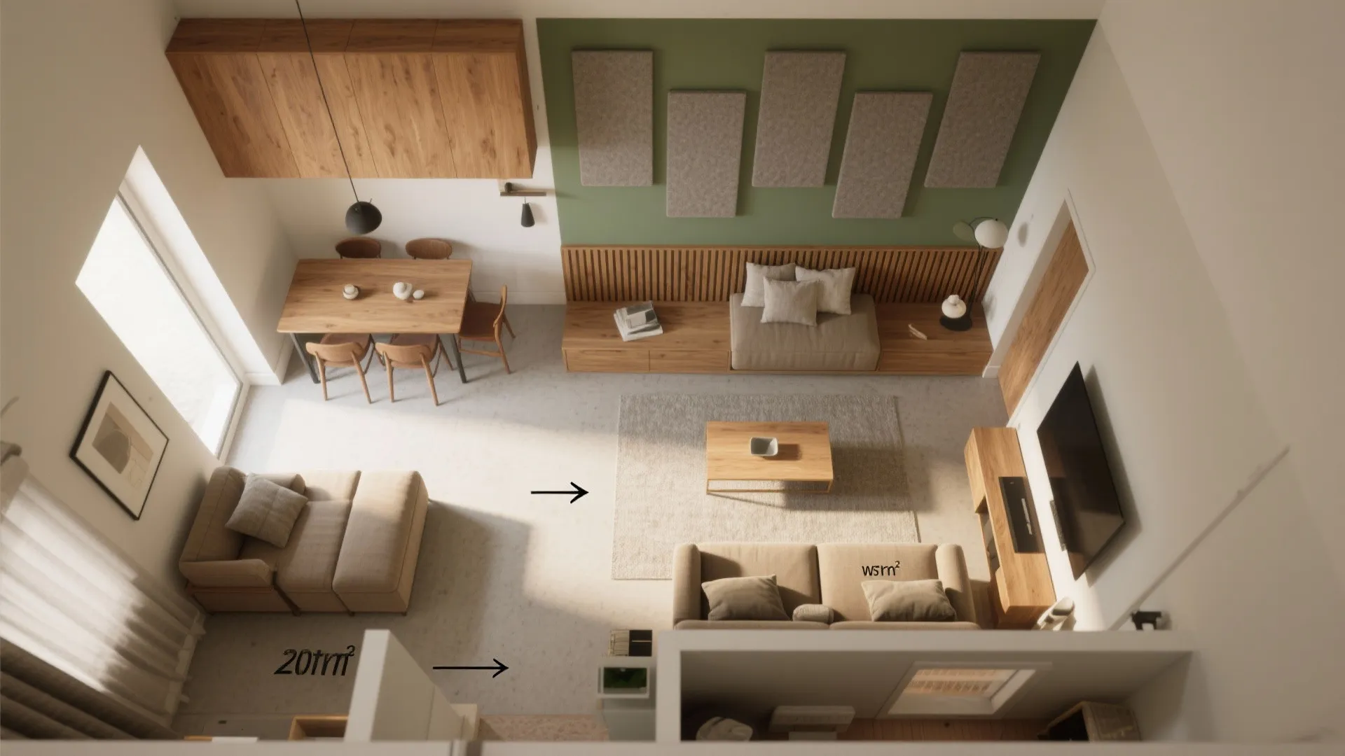 Hybrid Harmony: Wood + Color Blocking + Sound Control