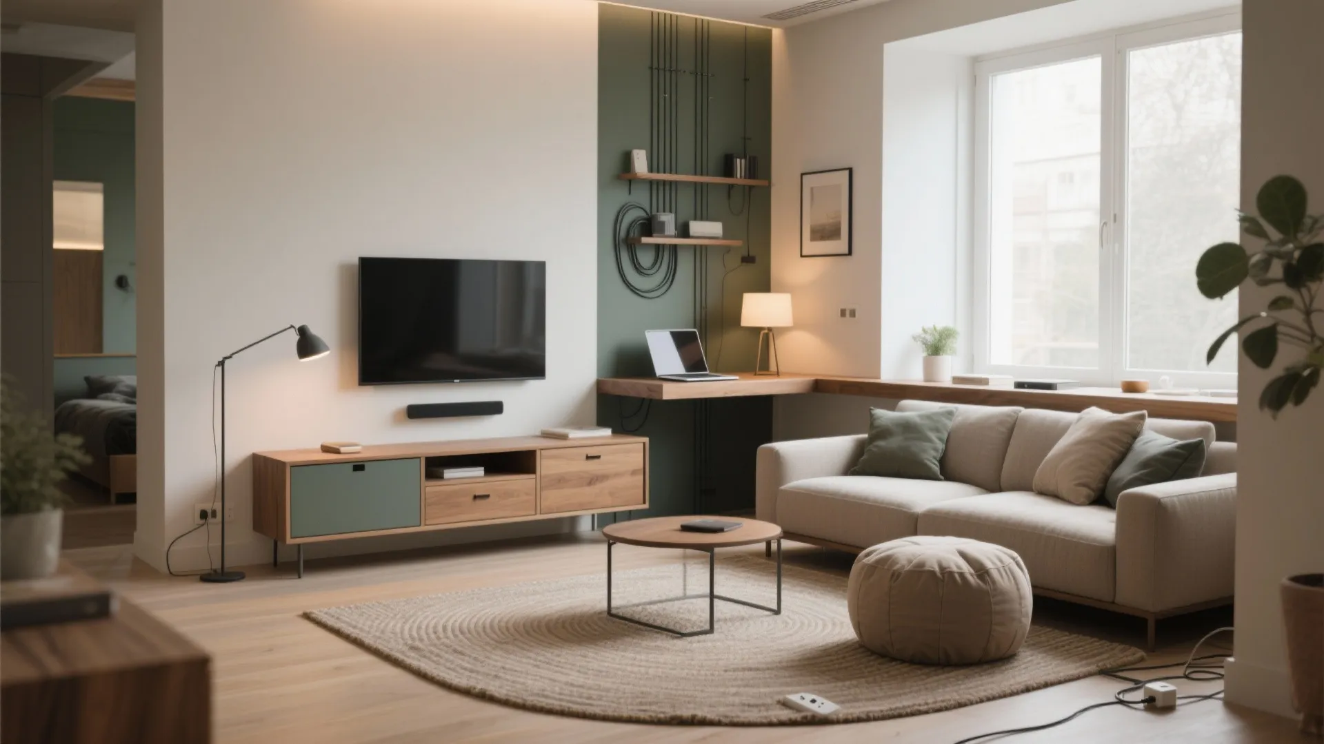 Hybrid zone: media, work, and lounging in harmony