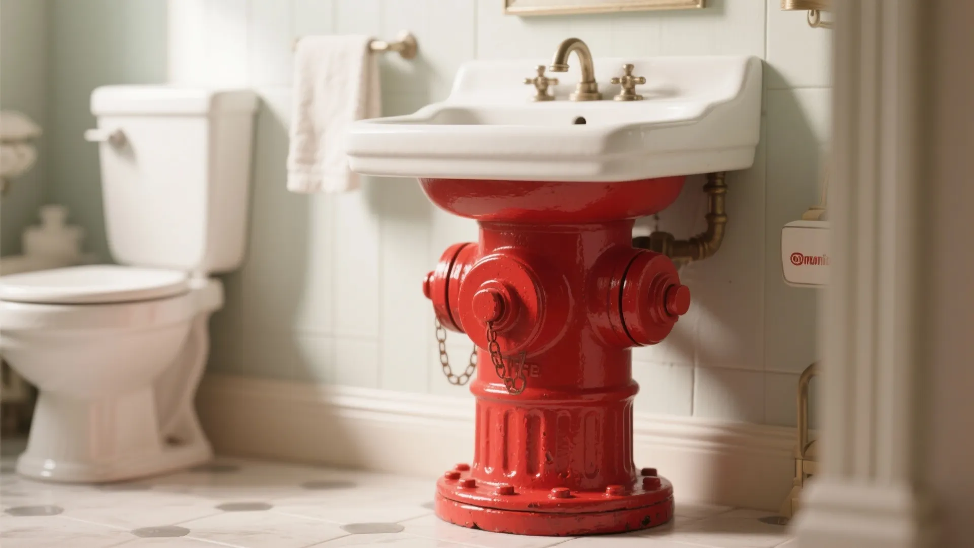 8. Hydrant-Themed Sink Base