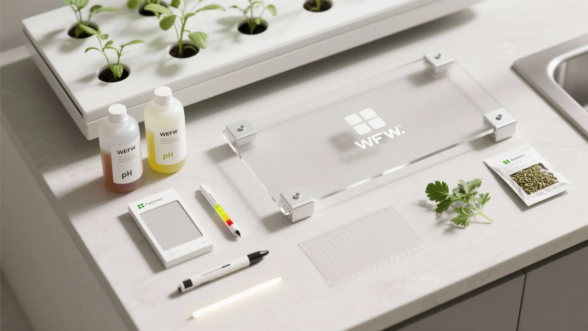 Slim Hydroponic Shelf in a Sunlit Niche