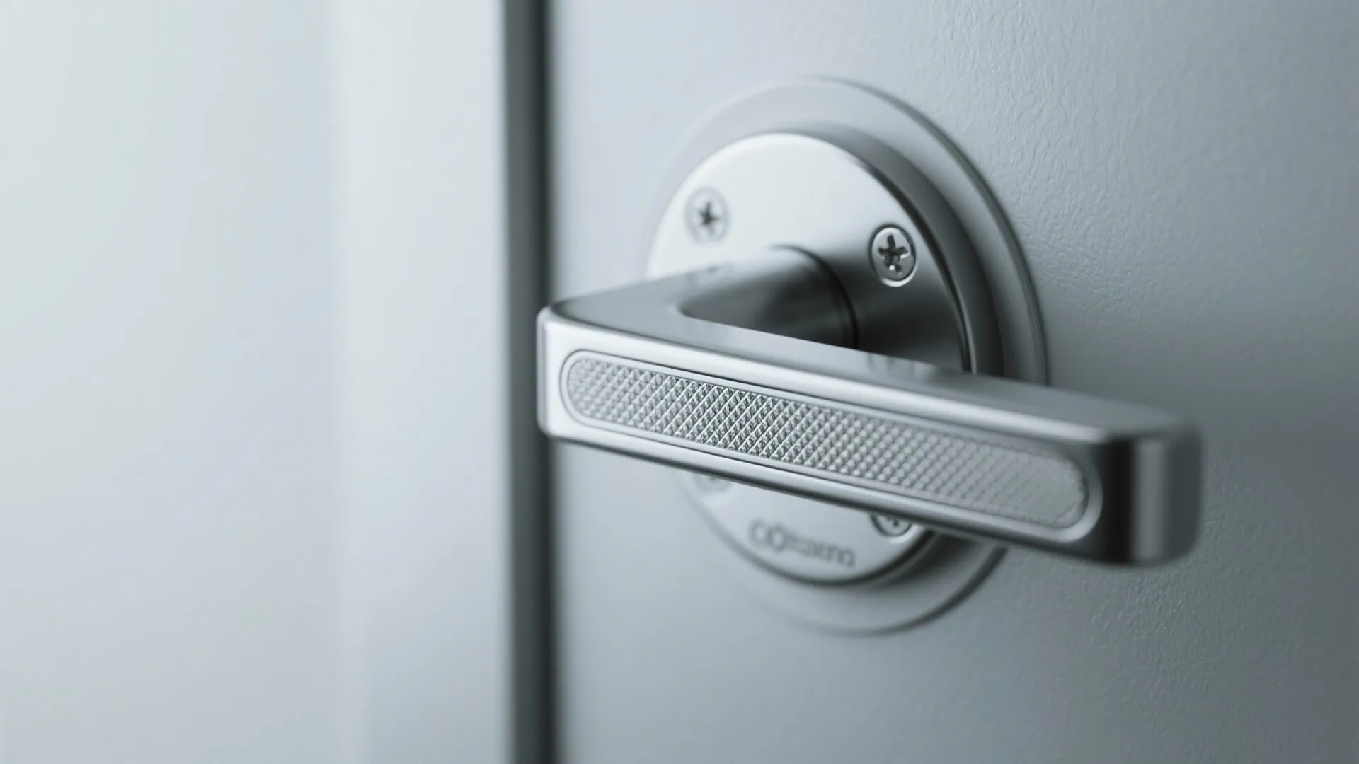 Macro of stainless-steel anti-bacterial handle, removable trim and sealed gasket for hygiene.