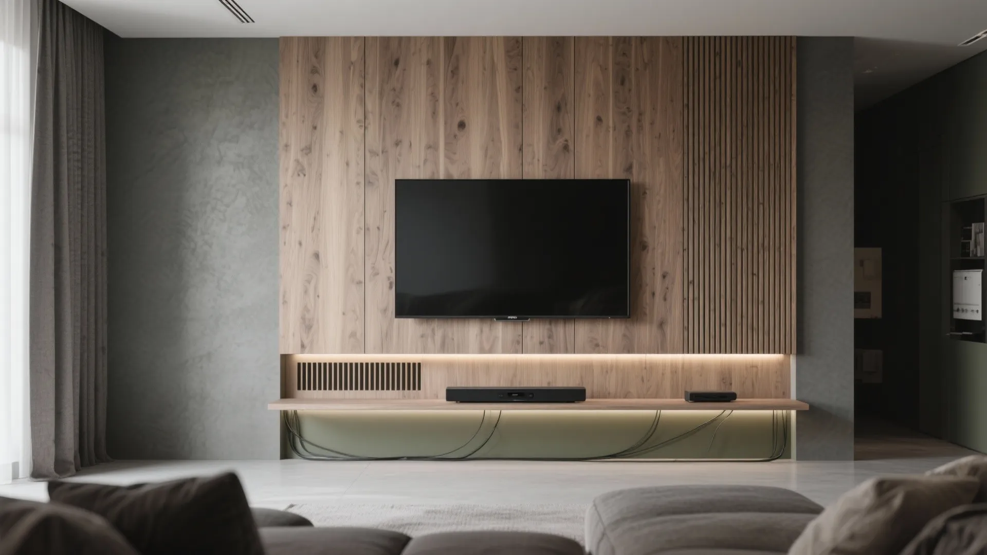 Idea 1: Float-and-Frame the TV with Texture