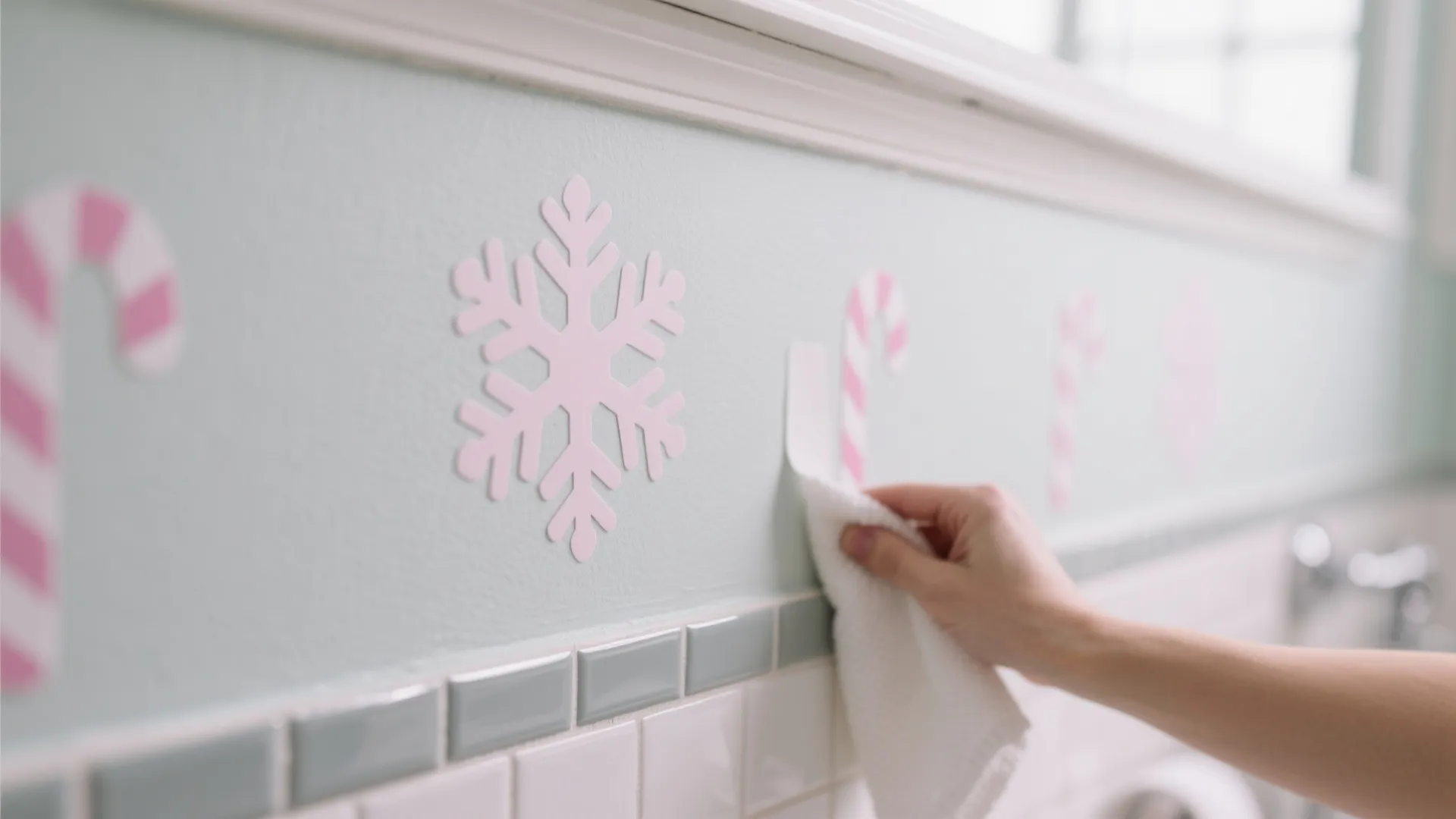 Idea 2: Peel-and-Stick Magic (Stripes or Snowflakes)