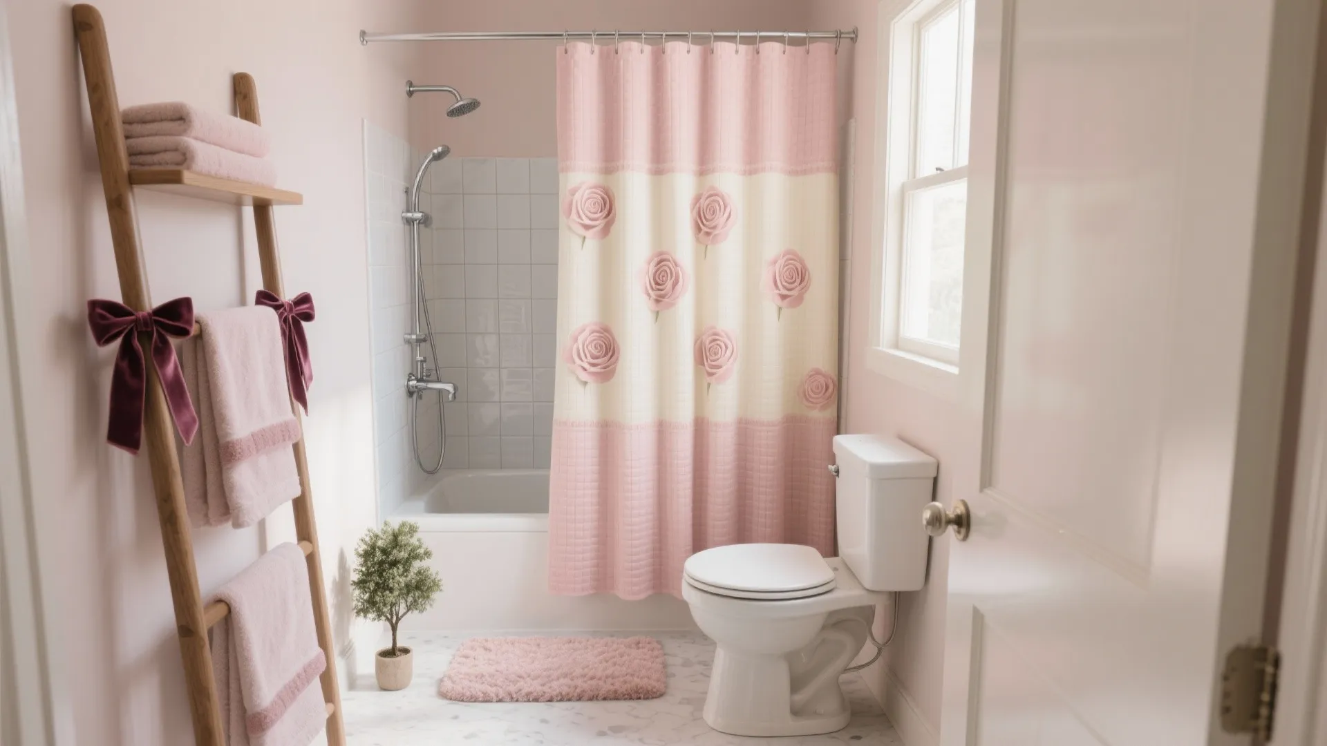 Idea 3: Textile Swap—Shower Curtain as the Star