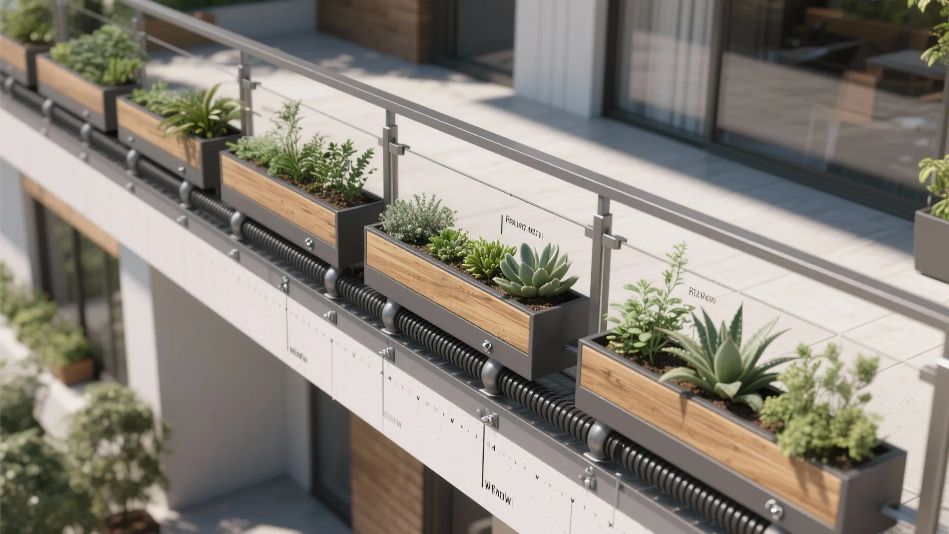 Idea 3: Planter-ledge railing with irrigation