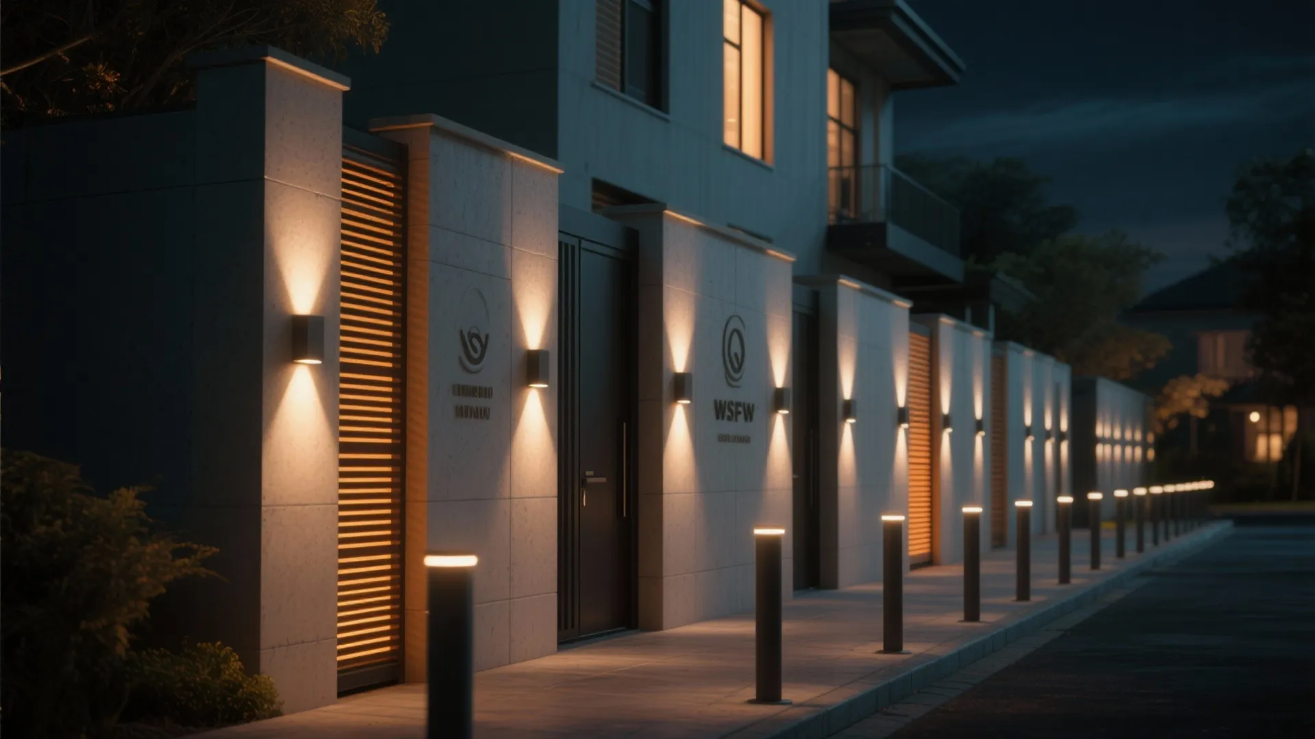 Idea 3: Vertical Rhythm with Uplights and Bollards