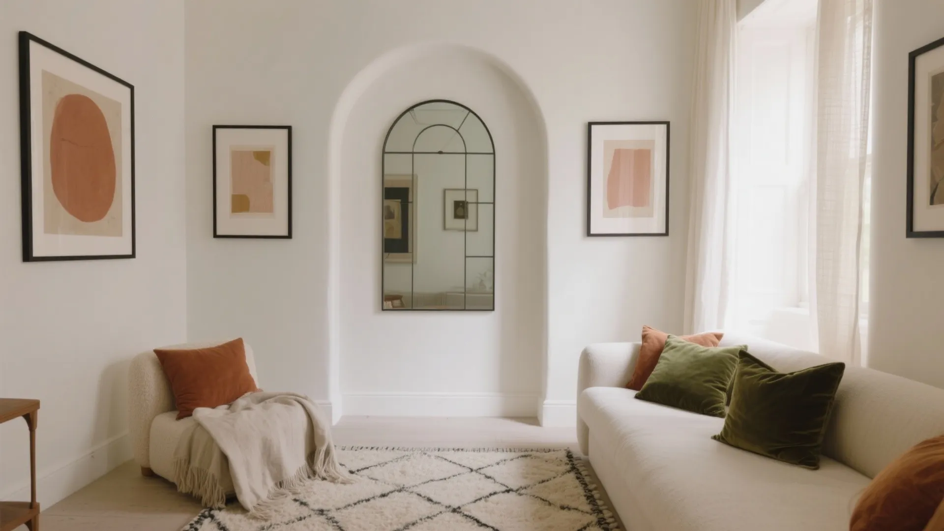 Idea 5: Mirrors, art, and soft textiles bring soul