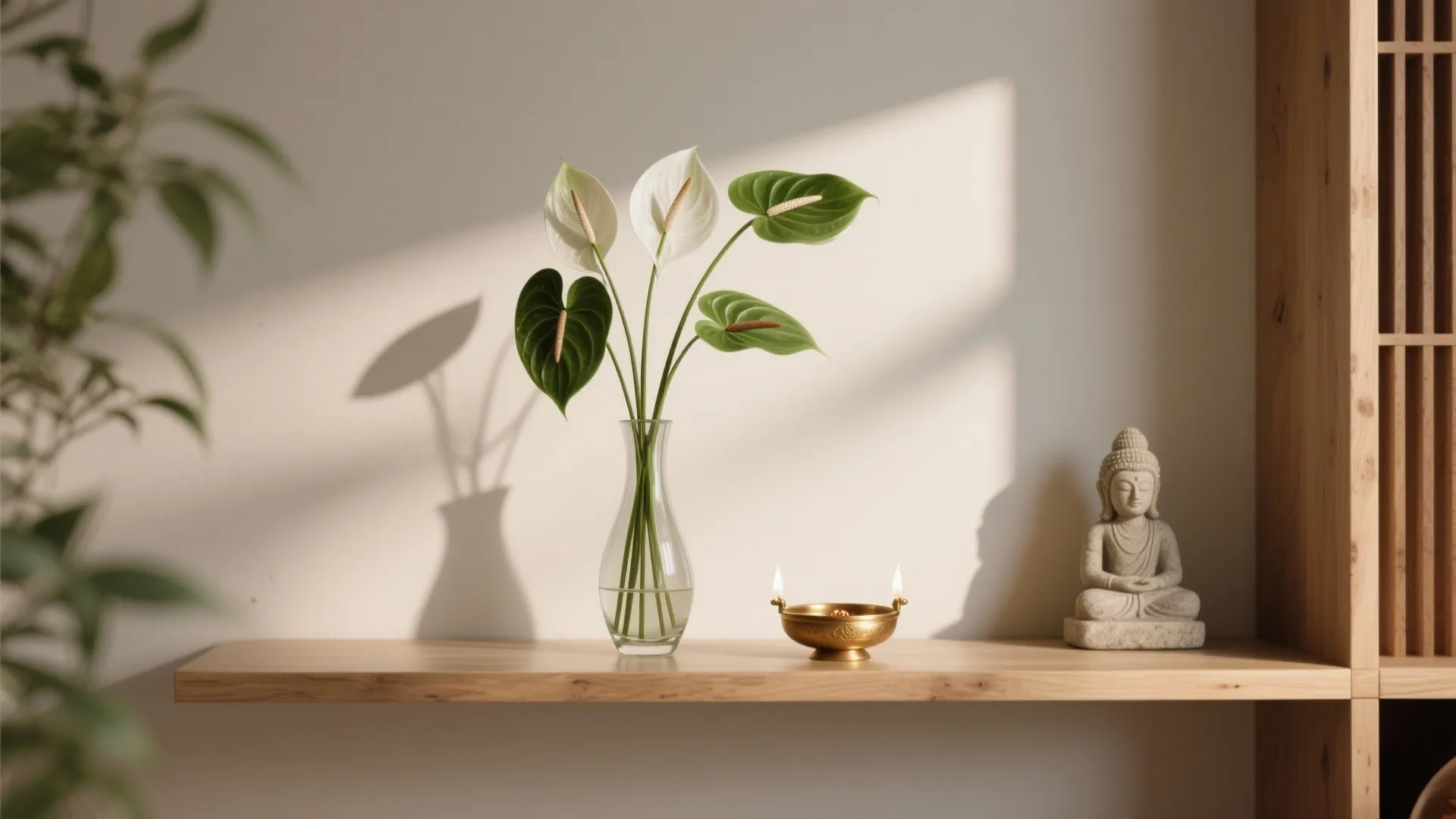 Ikebana-Inspired Minimal Arrangement for Modern Shelves