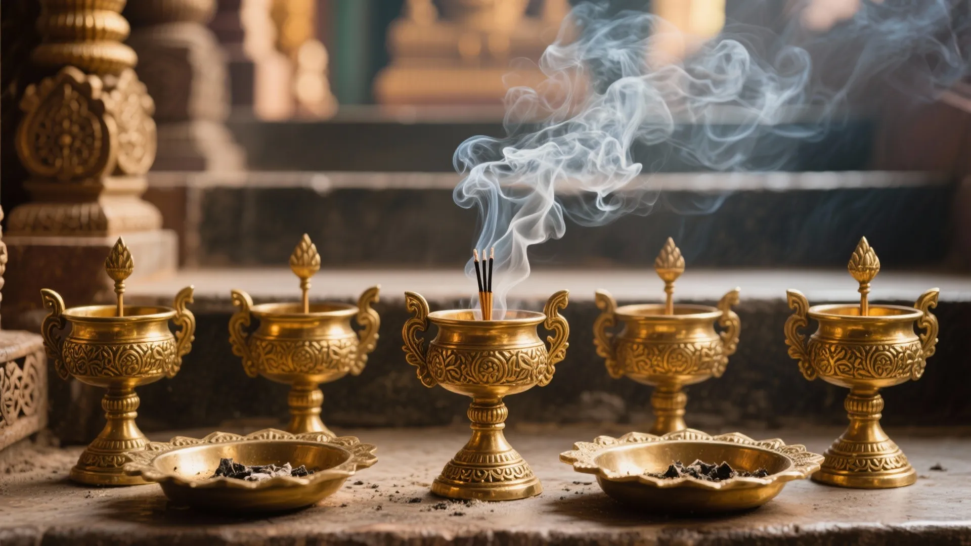 Incense holders placed symmetrically