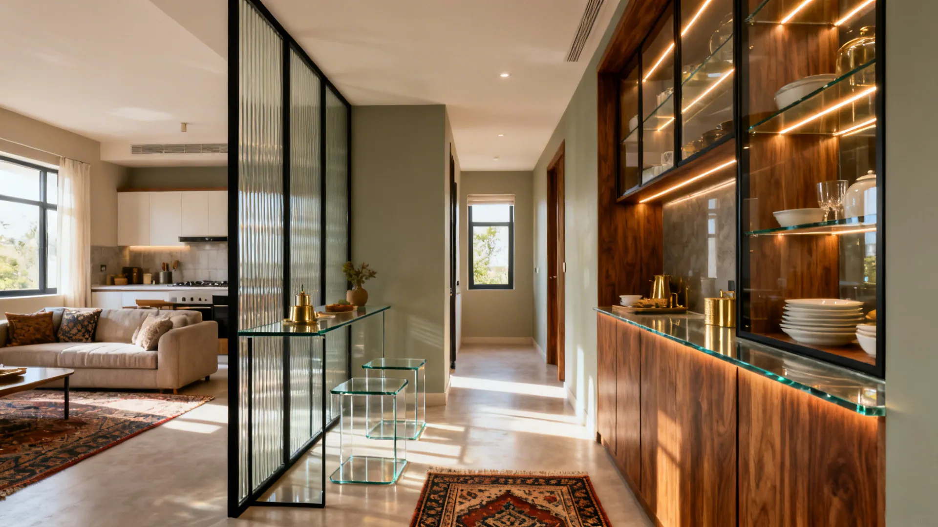 5 Glass Furniture Design Ideas for Indian Hall Between Kitchen: Small-space savvy: My top 5 glass furniture ideas to brighten an Indian hall passage between kitchen and living room