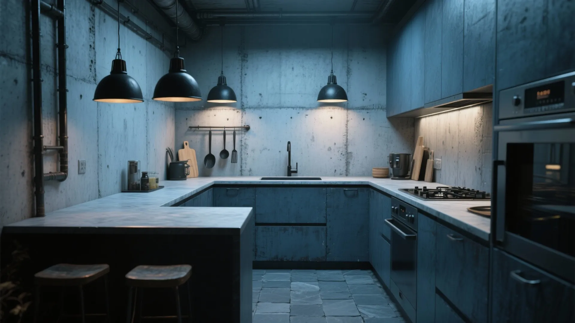 2. Matte Indigo Concrete for an Industrial Edge