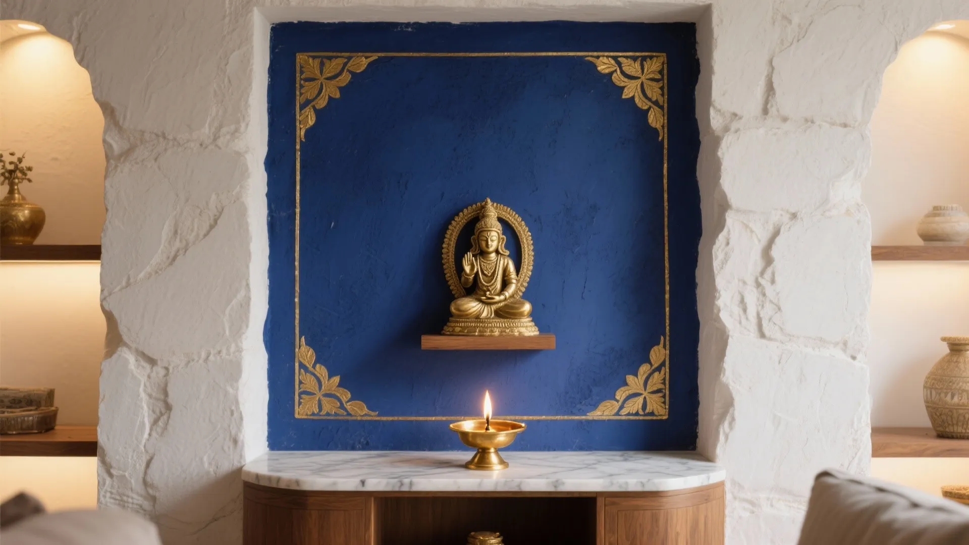 Deep Indigo with Gold Leaf Details