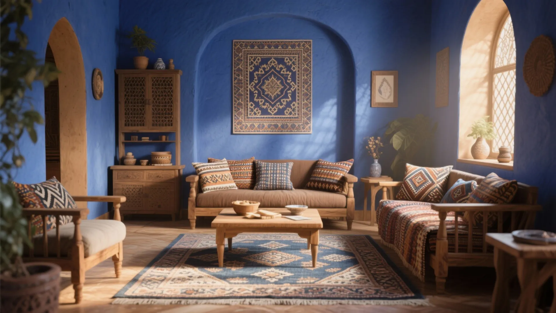8. Indigo with Patterned Rugs