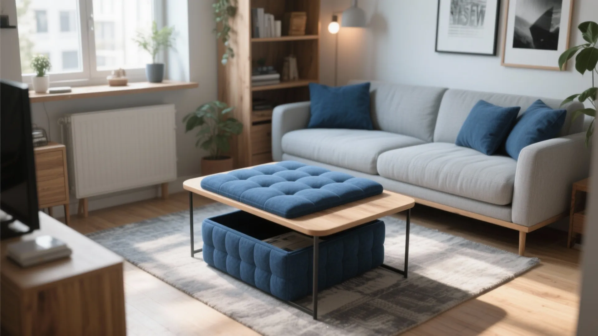 5. Indigo Storage Ottoman