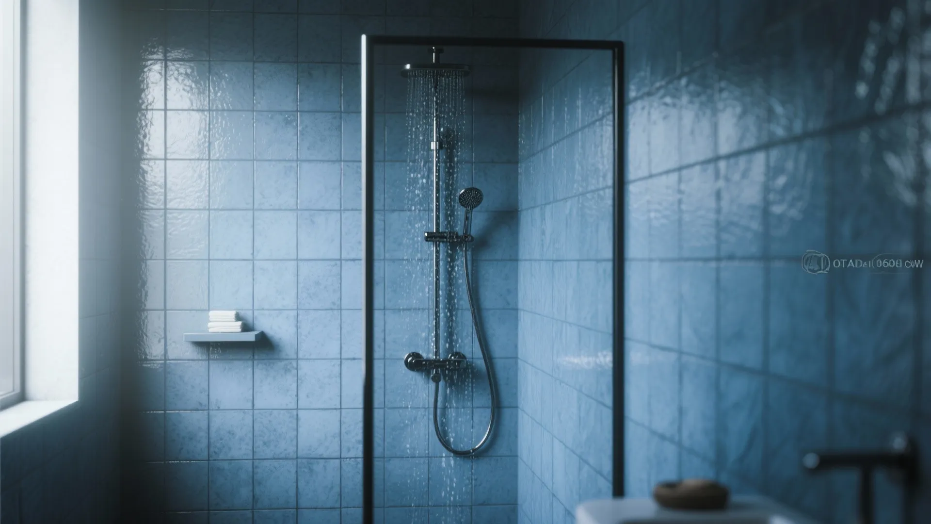 2. Matte indigo tiles for a tactile feel